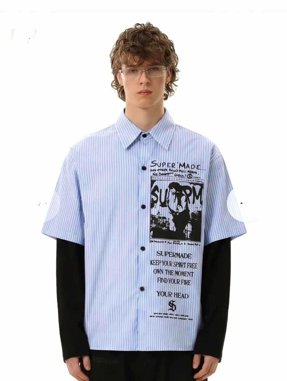 New Supermade Unisex Button Down Shirt w Thermal Sleeves
